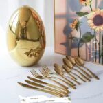 24pcs golden egg shape cutlery set.