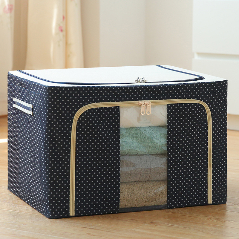 100L Clothing storage box, Oxford cloth, waterproof steel frame, transparent folding storage