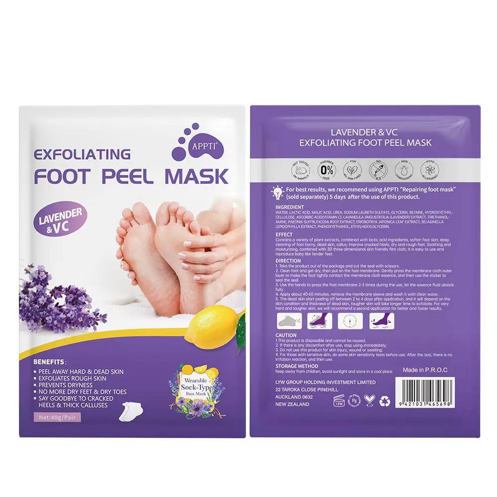 Exfoliating foot peel mask