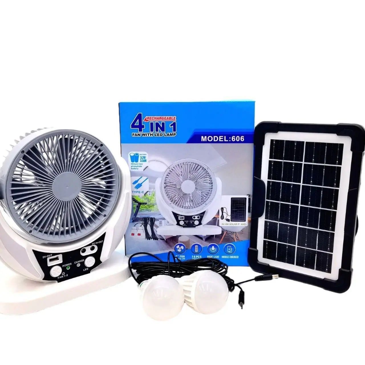 4in1 Rechargeable solar fan.