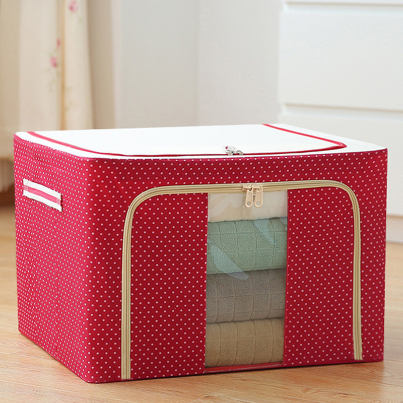 100L Clothing storage box, Oxford cloth, waterproof steel frame, transparent folding storage 3