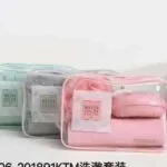 Transparent PVC zipper bags for organizing travel toiletries and cosmetics.