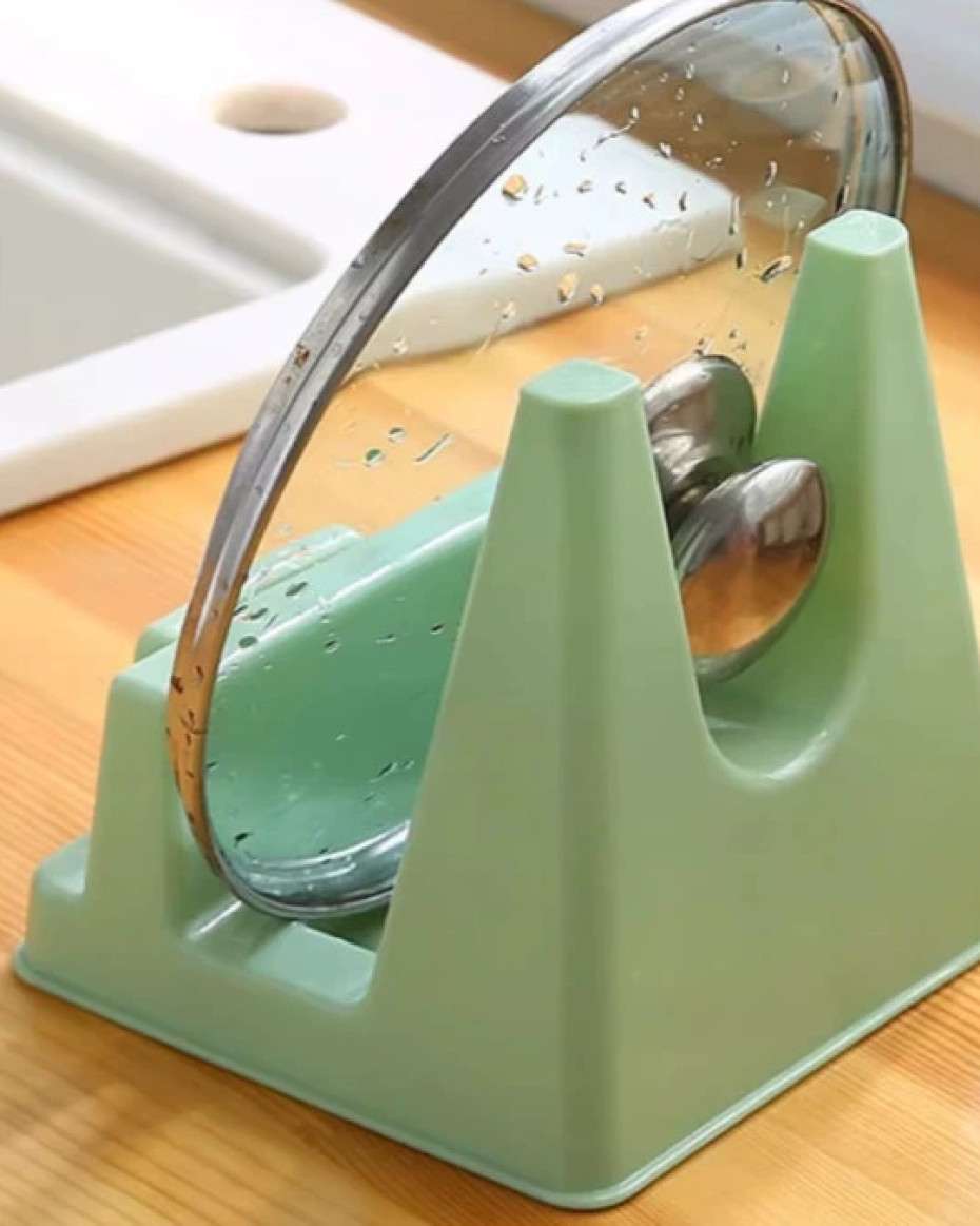 0650223b0063c0adb0a53ac87fee9a44caff98c5.jpeg Household Pot Lid Rack, Cutting Board Holder, Storage Rack, Knife Holder, Chopping Board Stand, Kitchen Mobile Plastic Pot Lid Holder - Image 1