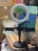 16cm 6-inch dual-position mobile phone fill light LED ring live selfie beauty desktop stand. - Image 3