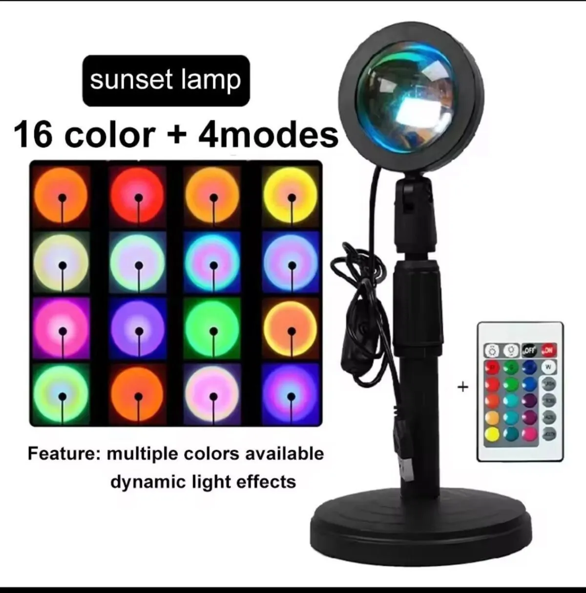Rainbow Glow Sunset Night Light Projector - Vibrant Bedroom Lamp & Tiktok Wall Display - Image 4