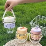 Letter-Shaped Cup, High Aesthetic Appeal, Cute Straw Glass Cup, Student Couple Water Cup, Double-Drink Coffee Cup, Handle Gift Cup.
