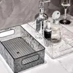 Light luxury glacier pattern storage box high-looking bathroom desktop cosmetics organizing box plastic storage basket with handle