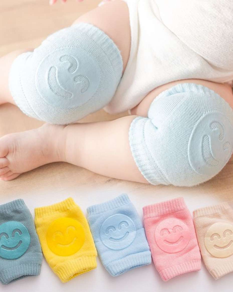 2c82f3889f8a98e6b30d00f98b9d08760c539048.jpeg Terry Baby Socks Elbow Protectors Toddler Crawling Knee Protectors Infant Knee Pads Smiley Face Knee Pads - Image 1