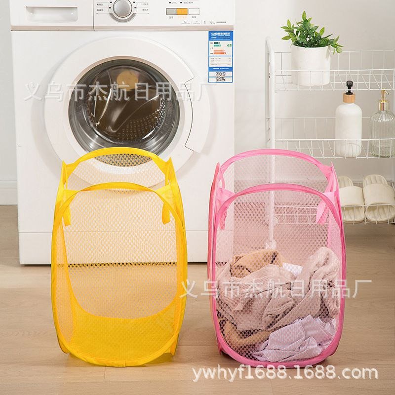 2026/05/301828.jpg Net Art Dirty Clothes Basket Foldable Dirty Clothes Basket Clothes Storage Basket Storage Barrel Laundry Basket Storage Basket - Image 1
