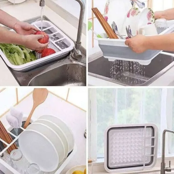 Foldable plate rack.
