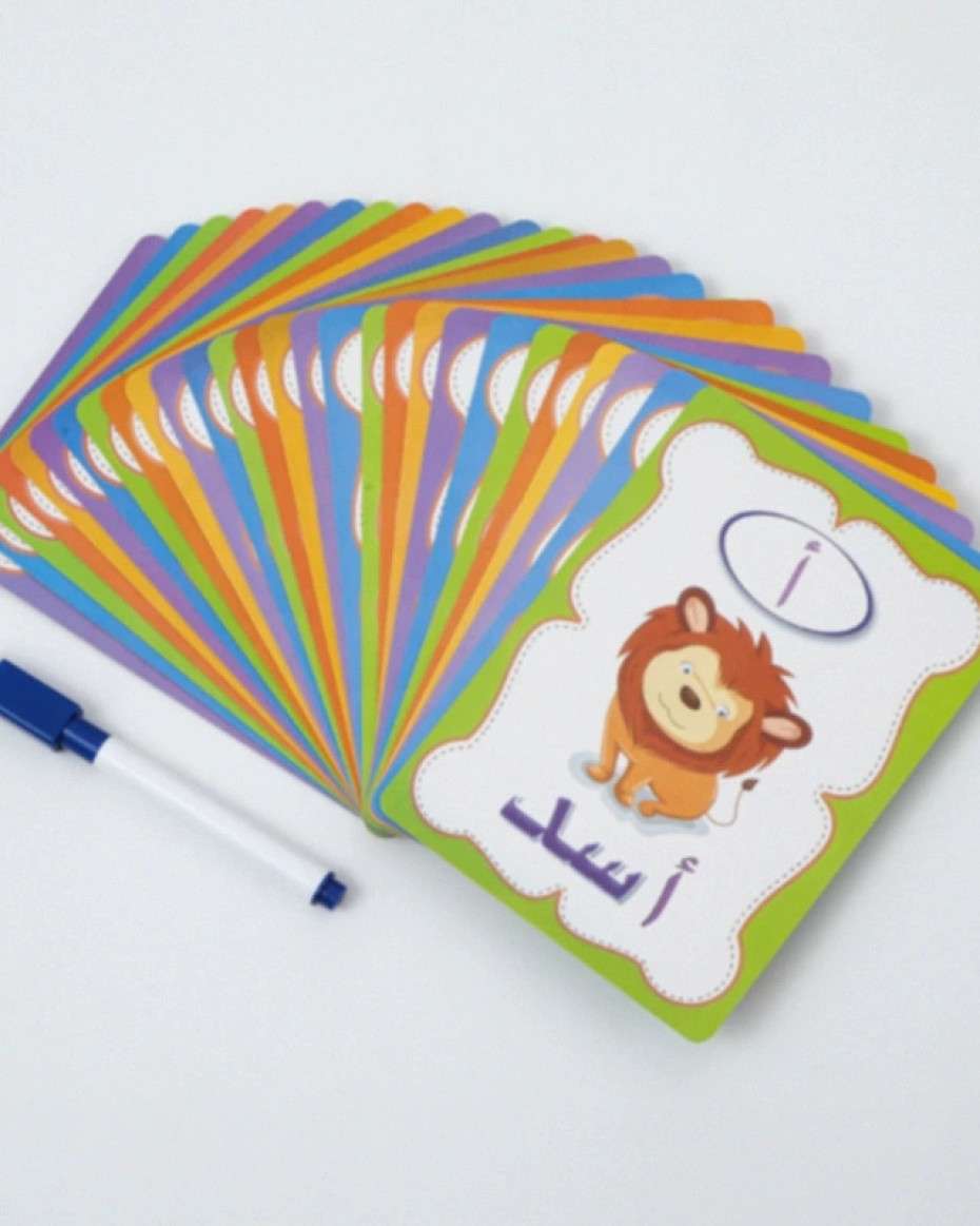 44556c053b4d32236f4ff7ae5e980f945b769834.jpeg Erasable Arabic Alphabet Learning Flashcards Educational Cards for Kindergarten Children's Early Education Training Tools - Image 1