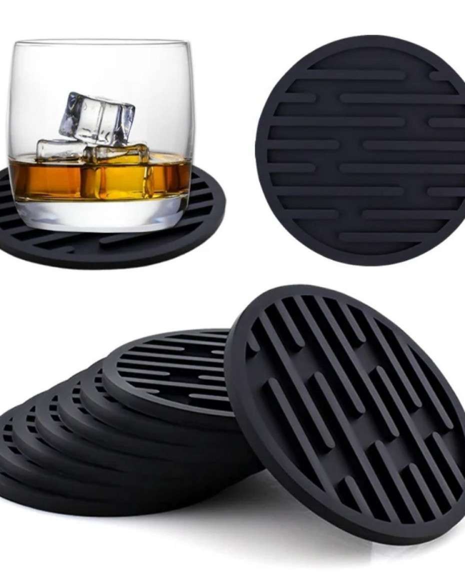 45a00155ea7374673f08e1b0ed470867a70966b8.jpeg Quality Non slip silicone drink coasterscup mats 6pcs. - Image 1