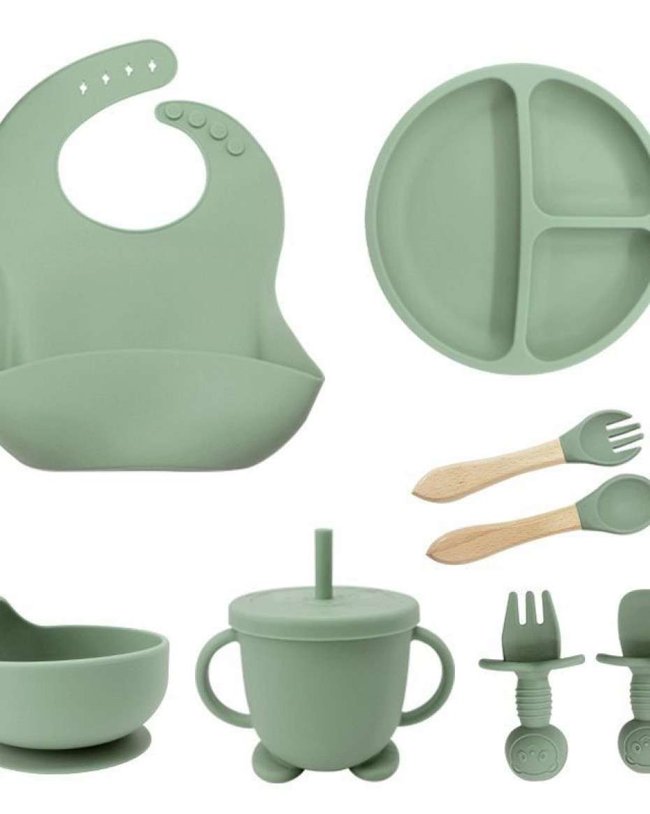 5d1b70b2e94f532784950949aedede5e5515e77b.jpeg 8pcs Baby Silicone Feeding set. - Image 1