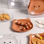 Household Bear Bone Spitting Dish Snack Snack Fruit Plate Cartoon Dried Fruit Dish with Base Seasoning Dish Snack Dish