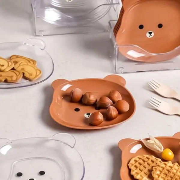 Household Bear Bone Spitting Dish Snack Snack Fruit Plate Cartoon Dried Fruit Dish with Base Seasoning Dish Snack Dish