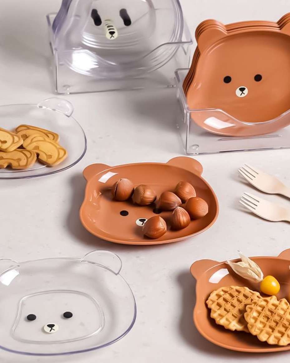 6358576d55eabe94451aa49a691a9a30f0d62f0a.jpeg Household Bear Bone Spitting Dish Snack Snack Fruit Plate Cartoon Dried Fruit Dish with Base Seasoning Dish Snack Dish - Image 1