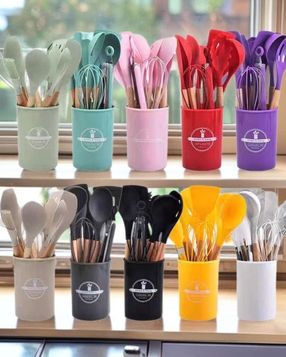 d27500632e06b40a200b6bcadad11c51f7733089.jpeg 12Pcs Set Non-Stick Silicone Spoon Set - Image 1
