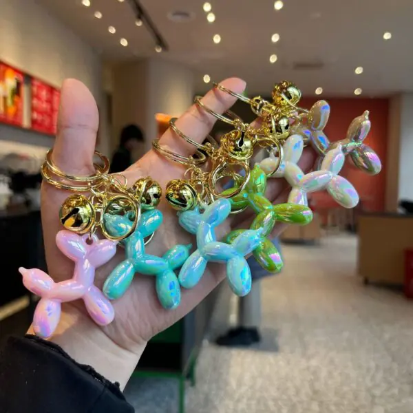 Creative Balloon Dog Acrylic Electroplated Colorful Keychain Pendant Pearl Candy Color Dopamine Bell Bag Pendant
