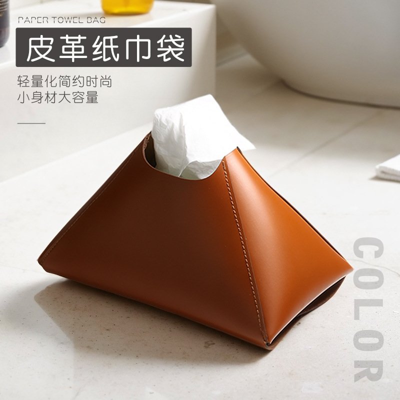 2026/06/450039.jpg Nordic minimalist leather tissue bags offer a chic, space-saving way to organize tissues on your tabletops - Image 1