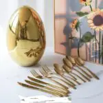 24pcs golden egg shape cutlery set.