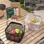 Storage basket with wooden handle