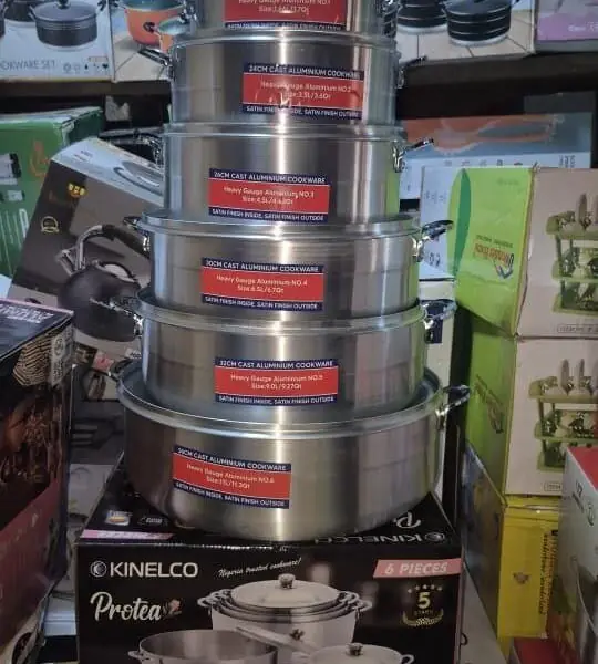 6 set polished cookware kinelco pot