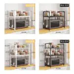 2 Tier Microwave Stand Wear Resist Seasoning Storage Rack Condiment Organizer Stand for Countertop Kitchen Utensils Tableware