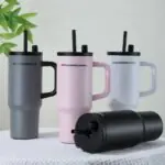 316 stainless steel insulated double wall vacuum spill proof tumbler mug with handle and straw