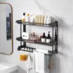 2 step wall-mounted Bathroom Storage Shelf No-Drill Bathroom Organizer Rack for Toilet, Washroom & Vanity Toiletries