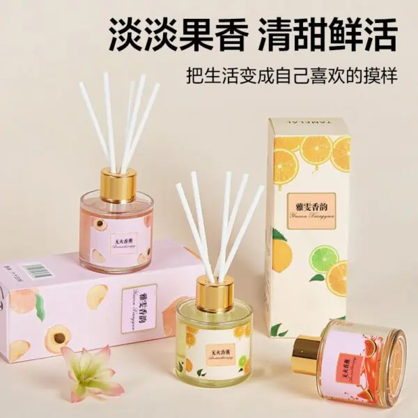 New Flameless Fruit-Scent Reed Diffuser Premium Home Fragrance